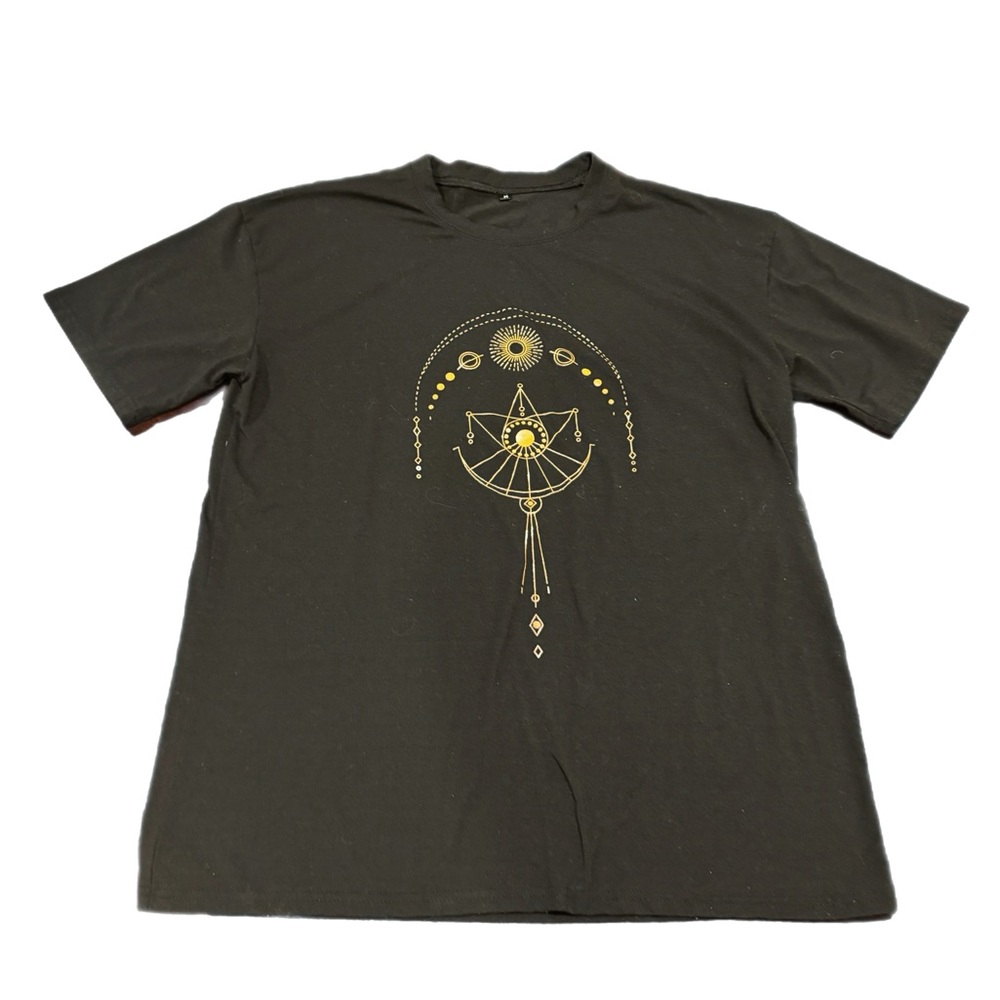 Black Celestial Boho Graphic T-Shirt – Size M - Picture 3 of 5